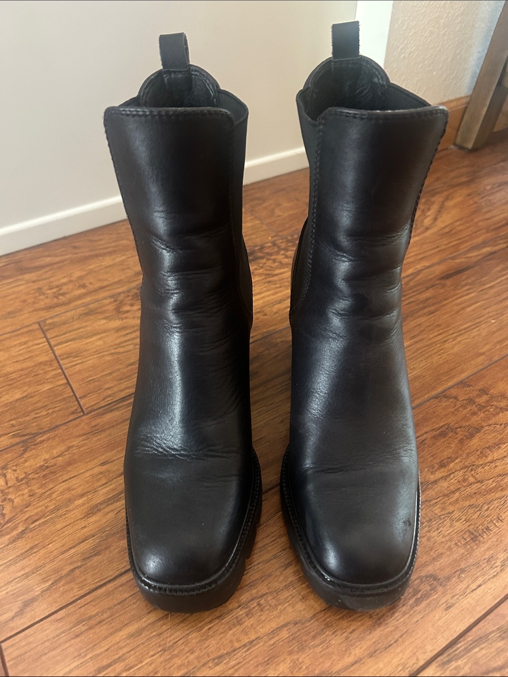Sam Edelman Black Leather Mid-Calf Ankle Boots